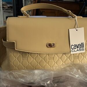 Cavalli Class Tan Quilted Satchel